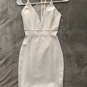 White Open Back Dress with Lace Accent